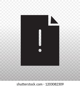 Solid Icon-Black files error icon on transparent background, Vector illustration eps 10