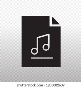 Solid Icon-Black files music MP3 icon on transparent background, Vector illustration eps 10