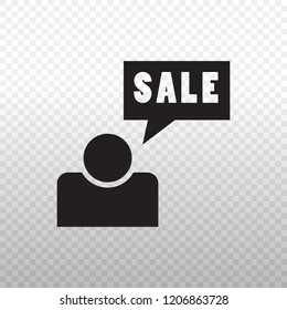 Solid Icon-Black sale sign icon on transparent background, Vector illustration eps 10