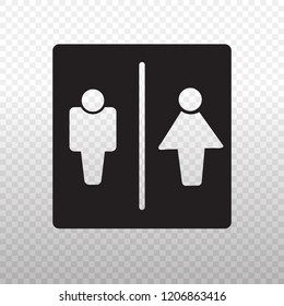 Solid Icon-Black toilet sign icon on transparent background, Vector illustration eps 10