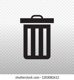 Solid Icon-Black Trash icon on transparent background, Vector illustration eps 10