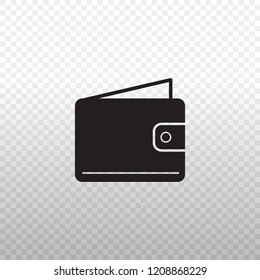 Solid Icon-Black Wallet icon on transparent background, Vector illustration eps 10