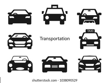 solid icons for black car front,transportation,vector illustrations