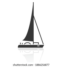 Solid icons for Boat and shadow, vector illustrations
