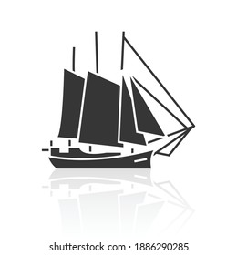 Solid icons for Boat and shadow, vector illustrations