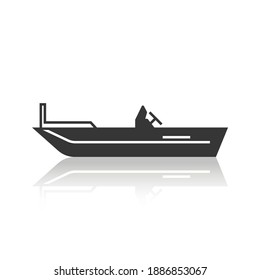 Solid icons for Boat and shadow, vector illustrations