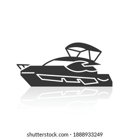 Solid icons for Boat and shadow, vector illustrations