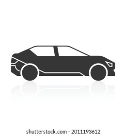 solid icons for Car side view and shadow,vector illustrations