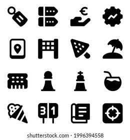 Iconos sólidos de Casino y vacaciones 