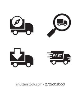 Iconos sólidos para eco, búsqueda, Descarga y servicios de envío rápido.