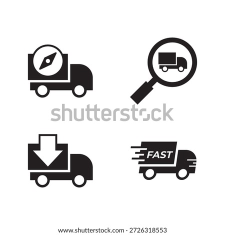 Solid icons for eco, search, download, and fast shipping services.