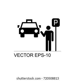 solid icons for parking,taxi,vector illustrations