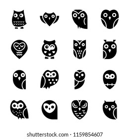 
Solid Icons set of owls
