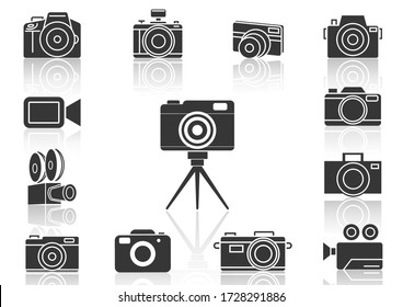 solid icons set,Camera and shadow.vector illustrations
