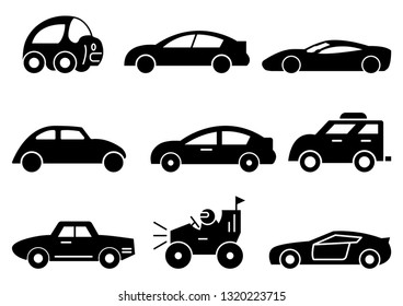 solid icons set,transportation,Black Car side view,vector illustrations