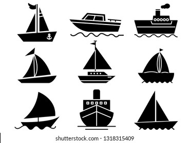 solid icons set,transportation,Boat,vector illustrations
