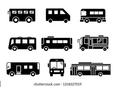 solid icons set,transportation,Bus,vector illustrations