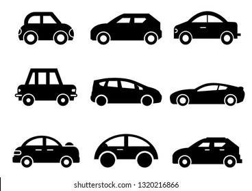 solid icons set,transportation,Car side view,vector illustrations