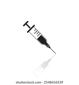 solid icons for Syringe and shadow, vector illustrations