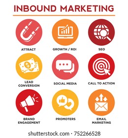 Solid Inbound Marketing Vector Icon Set - CTAs, Social Media, Magnet