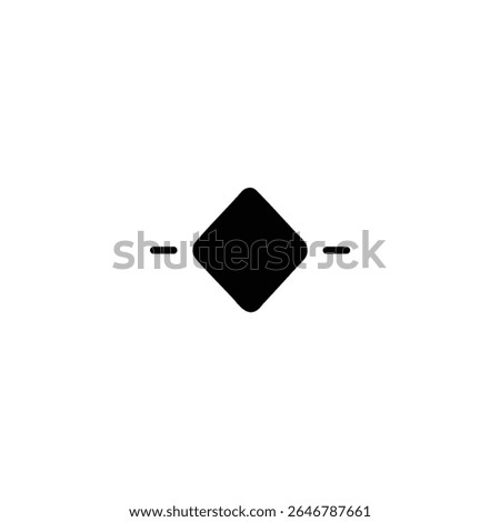 A solid keyframe icon with a horizontal line through it, symbolizing horizontal alignment or distribution. Isolated on white.