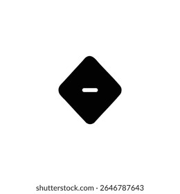 A solid keyframe with a minus sign in negative space, symbolizing a negative value or removal state. Isolated on white.