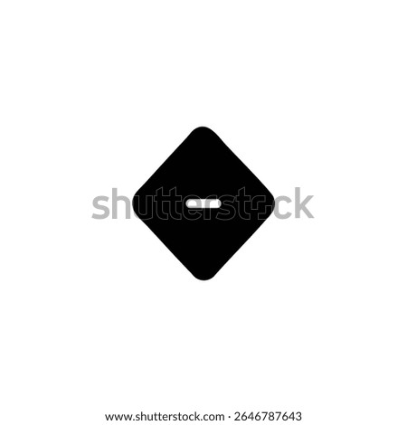 A solid keyframe with a minus sign in negative space, symbolizing a negative value or removal state. Isolated on white.