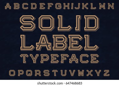 Solid Label Typeface font. Isolated english alphabet.
