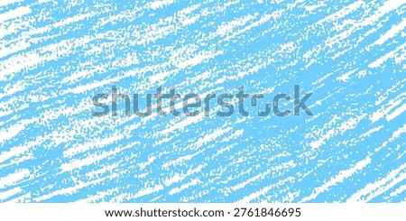 Solid light blue wax crayon scribble texture vector illustration isolated on transparent background. Abstract hand drawn sky background for children, chalk textured backdrop with rough messy strokes 