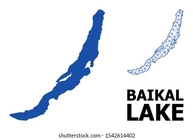 Solid and mesh vector map of Baikal. Linear carcass flat triangular mesh in vector format, geographic templates for educational illustrations. Illustrations are isolated on a white background.