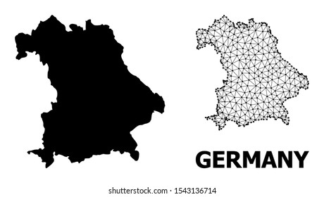 Solid and mesh vector map of Germany. Wire frame 2D polygonal mesh in vector EPS format, geographic templates for political compositions. Illustrations are isolated on a white background.