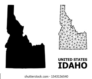 Solid and mesh vector map of Idaho State. Linear frame flat triangular mesh in eps vector format, geographic templates for economical posters. Illustrations are isolated on a white background.