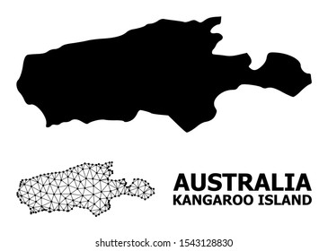 Solid and mesh vector map of Kangaroo Island. Linear carcass 2D polygonal mesh in eps vector format, geographic templates for economical posters. Illustrations are isolated on a white background.