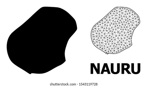 Solid and mesh vector map of Nauru. Wire frame 2D polygonal mesh in vector format, geographic models for educational illustrations. Illustrations are isolated on a white background.