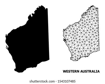 Solid and mesh vector map of Western Australia. Wire frame flat triangular mesh in eps vector format, geographic models for economical illustrations. Illustrations are isolated on a white background.