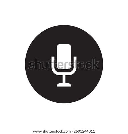 Solid microphone centered in a circle, representing a round button for the record function or an isolated audio input control.