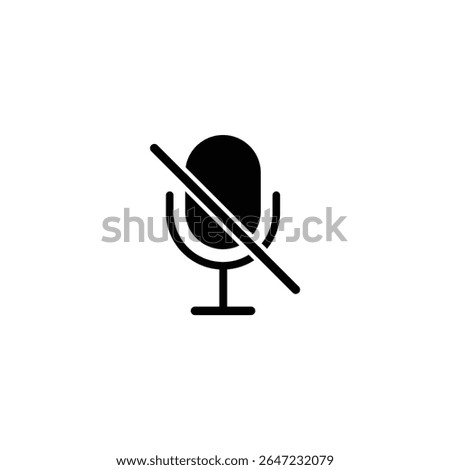 A solid microphone glyph crossed out with a diagonal slash, indicating that audio is muted, off, or disabled.