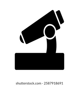 Solid microscope icon with a simple and modern design. Perfect for science, research, and laboratory themes.