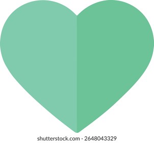 A solid mint green heart shape isolated on white background