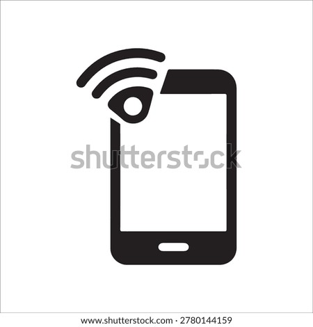 Solid Mobile Phone Icon with WiFi Signal for Wireless Connection, Internet and Smart Device

