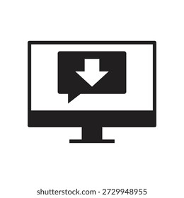 Solid monitor display with down arrow saving symbol