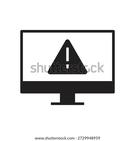 Solid monitor display with exclamation mark warning sign