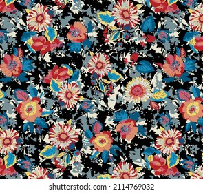 a solid multi flowers with abstract background illustration vector all over design digital image for textiles and paper print motifs