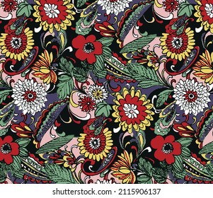 solid multicolor blooming flowers with full shapes background illustration vector full all over abstract textile design digital image