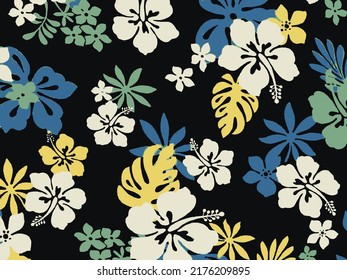 a solid multicolor simple blooming flower with black color background vector illustration all-over textile and wrapping design digital image