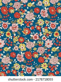 a solid multicolor simple blooming flower with tosca color background vector illustration full all-over textile design digital image