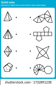 Solid Nets: Match The Correct Net For Each Solid Shape. - Worksheet For Education.