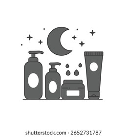 Sólido Noturno Skincare Rotina Representação Símbolo da Lua Overnight Skin Care Repair