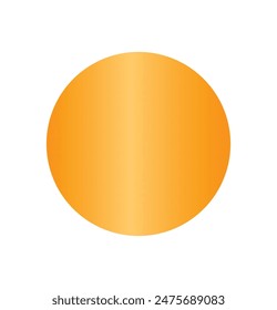 Solid orange circle center white background. Gradient shades yellow deep orange give threedimensional appearance. Symbol image sun horizon abstract design minimalist graphic artwork