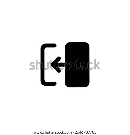A solid and outline frame with a left arrow, symbolizing a slide-in or push-left transition effect. Isolated on white.